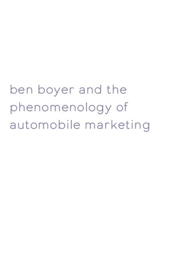 Poster of Ben Boyer and the Phenomenology of Automobile Marketing