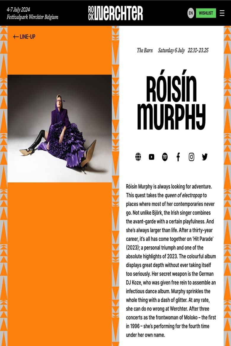 Poster of Róisín Murphy - Rock Werchter 2024